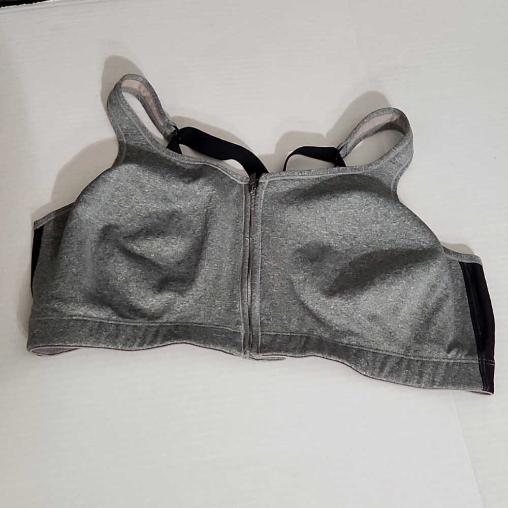 Sports Bra front zippered Playtex 2xL Grey/Black